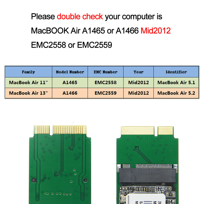 Unidad de estado sólido para Macbook Air, dispositivo de 128GB, 256GB, 512GB, 1TB, SSD para Macbook Air A1465, A1466, Md231, Md232, Md223, Md224, 2012