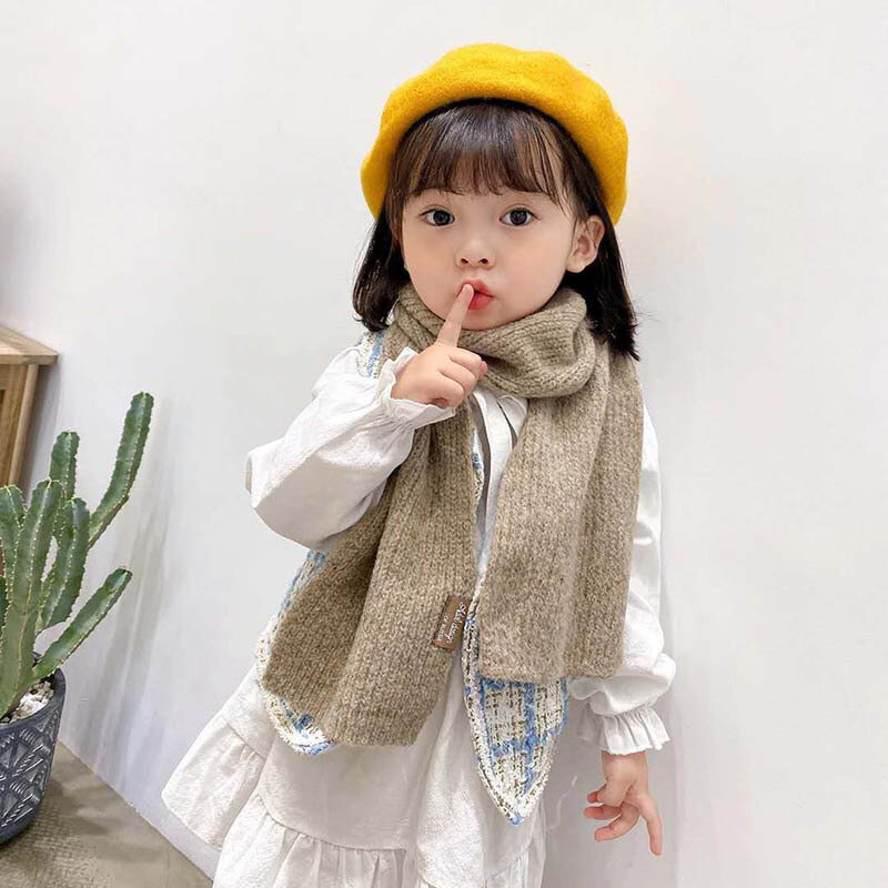 Lenços infantis imitação de caxemira, lenços quentes para garotos garotas moda coreana versátil simples de inverno e outono