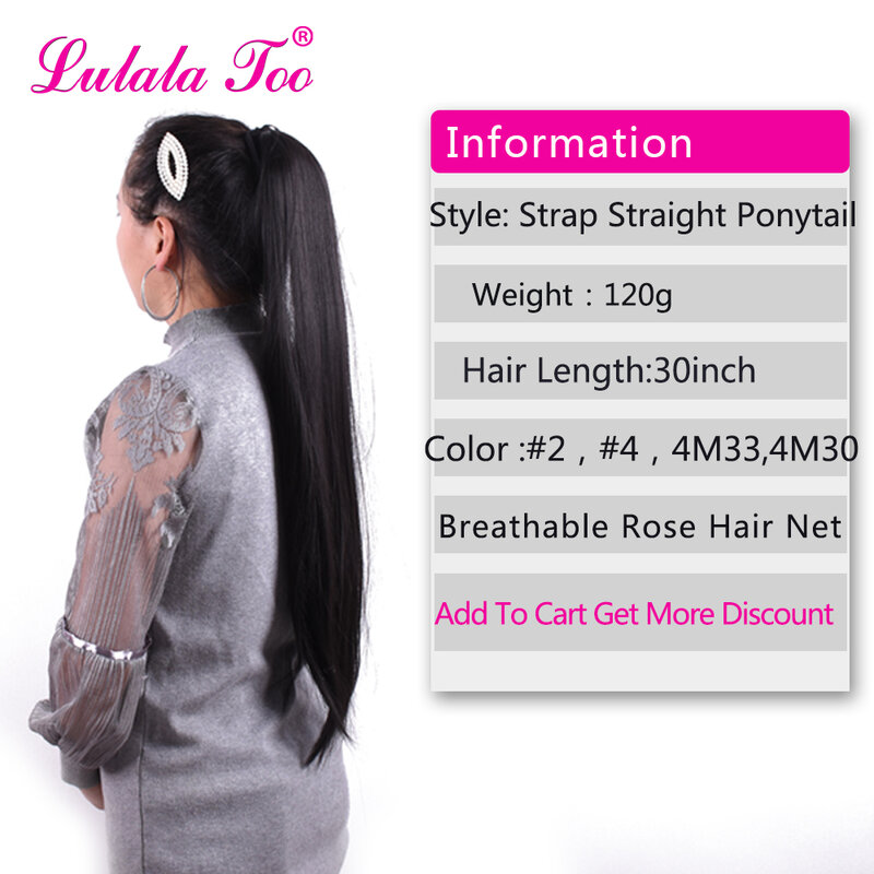 Lulalatoo-وصلات شعر اصطناعية طويلة مستقيمة على شكل ذيل حصان للنساء ، قطعة شعر حول المهر ، مقاومة للحرارة ، 34 بوصة