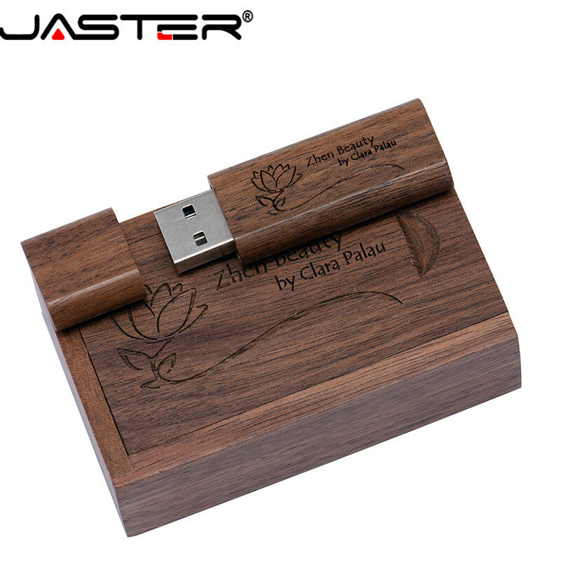 JASTER – petite clé USB 2.0 ronde en bois, support à mémoire de 4GB 8GB 16GB 32GB 64GB, disque u, logo personnalisé gratuit