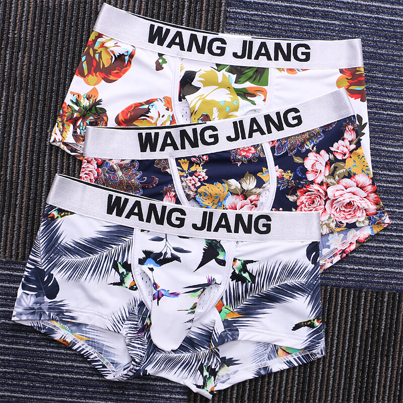 Wangjiang underwear men boxer shorts gelo seda escroto malha respirável boxershorts grande pênis saco separado underpant elefante