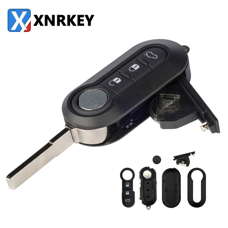 XNRKEY-funda plegable para llave de coche, carcasa para mando a distancia de 2/3 botones, para Fiat 500, Panda, Punto, Bravo, Ducato, Stilo, hoja SIP22