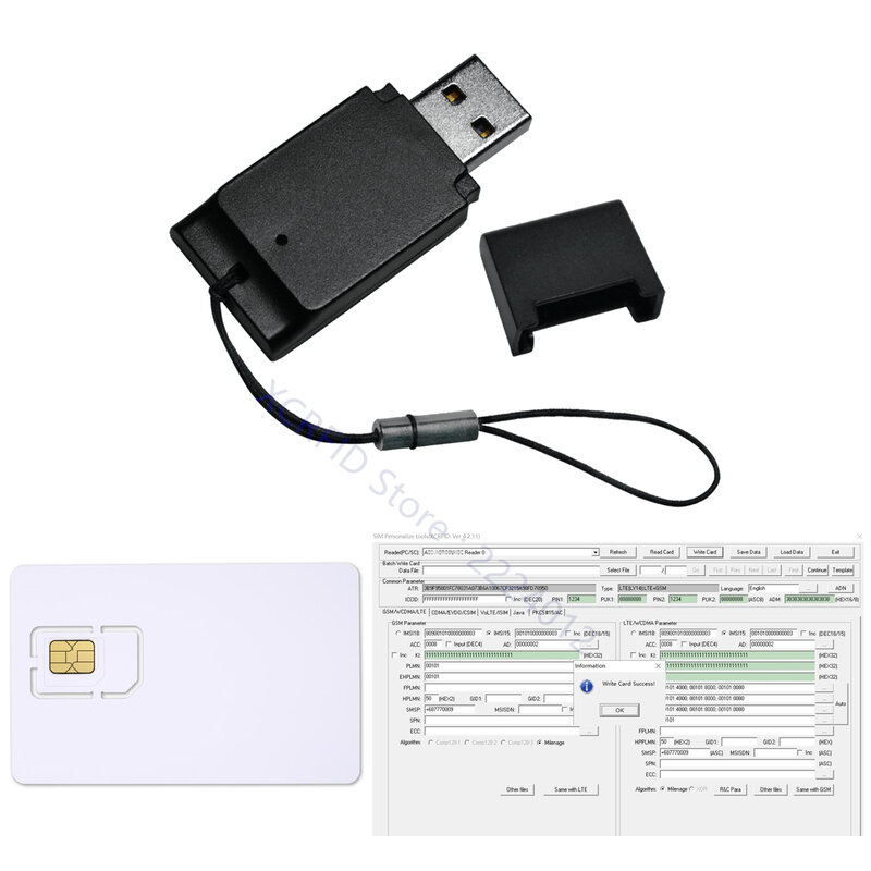PocketMate USB PC/SC CCID 스마트 카드 리더기/SIM 크기 카드 슬롯 지원 SIM 카드, CPU, JCOP 카드 + SIM 개인 도구