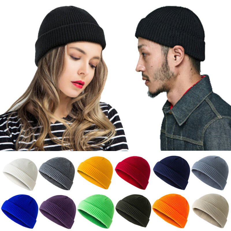 Autumn Winter Unisex Knitted Hats Beanie Skullcap Hat Casual Women Men Hip Hop Solid Street High Elasticity Warm Melon Cap