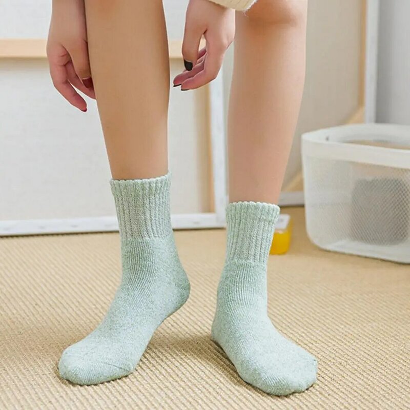 Meias de lã macia contra o frio, meias de cor pura quentes para o inverno 2020, 2 pares