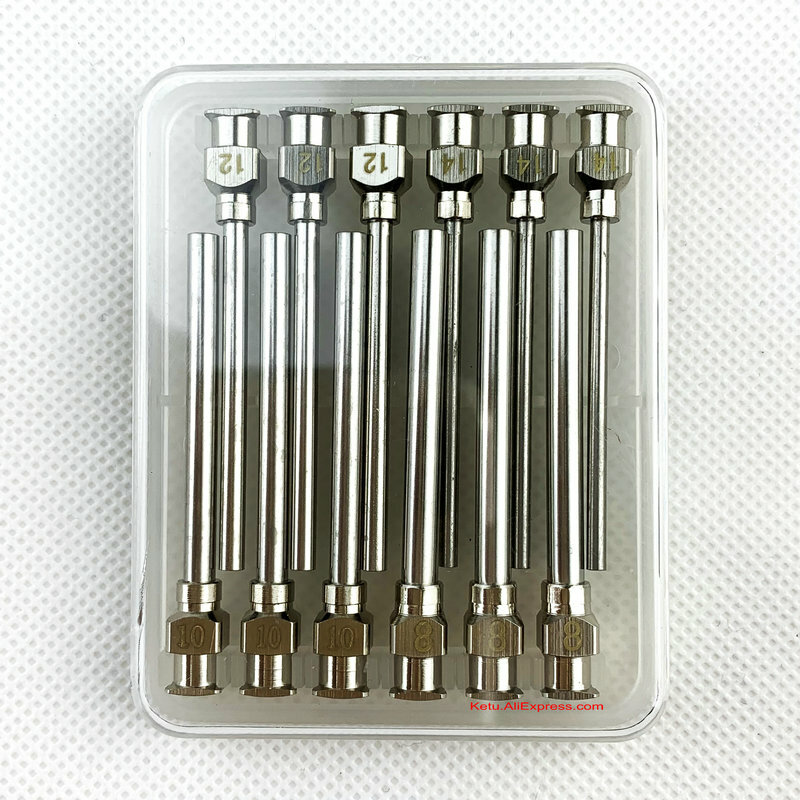 12 Pack - Dispensing Needle 11/2" - All Metal, Stainless Steel Blunt Tip Luer Lock 8, 10, 12, 14 Gauge (All Sizes)