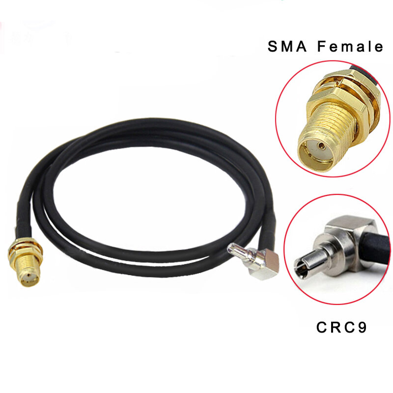 Cable de extensión hembra de ángulo recto CRC9 a SMA, Conector de 90 grados, conexión de señal RG174, adaptador pigtail de 20cm, CRC-9