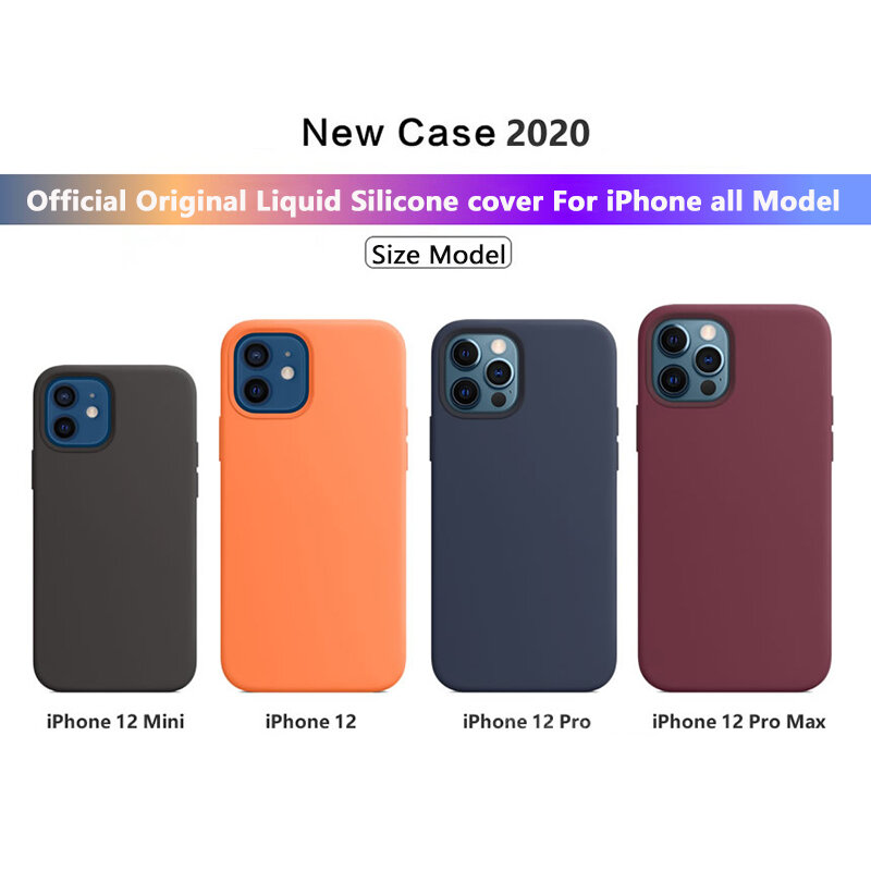 Official Original Silicone Logo Case For iPhone 12 Pro X XR XS Max 6 6s 7 8Plus Full Cover For iPhone 11 12 Pro Max SE 2020 Case