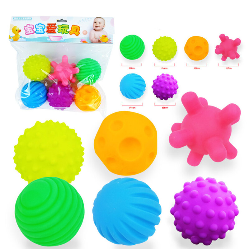 6Pcs Kids Children Infant Textured Multi Balls Colorful Grab Skills Sensory Touch Hand Balls Toys Infant Sensory Balls Gifts