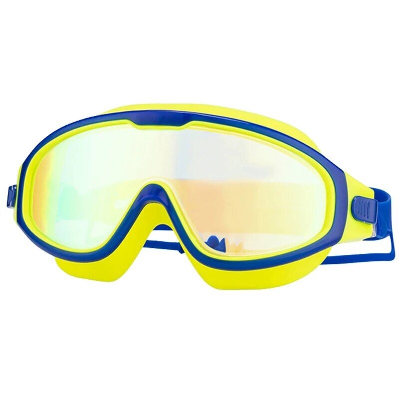 MAXJULI แว่นตาว่ายน้ำสำหรับเด็ก Anti-FOG ป้องกันรังสี UV ว่ายน้ำกว้างพร้อมปลั๊กอุดหูสำหรับ 4- 15 ปีเด็ก SY5031