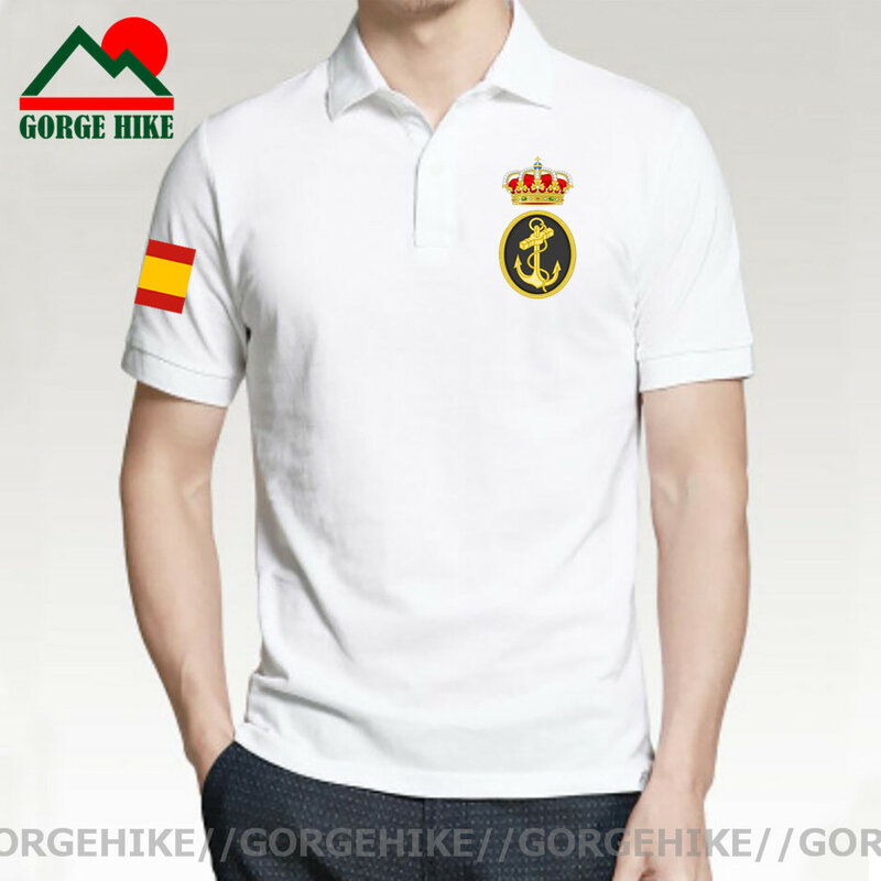 Reino da marinha espanha espana esp espanhol país manga curta casual cor sólida dos homens polos camisas moda esportiva