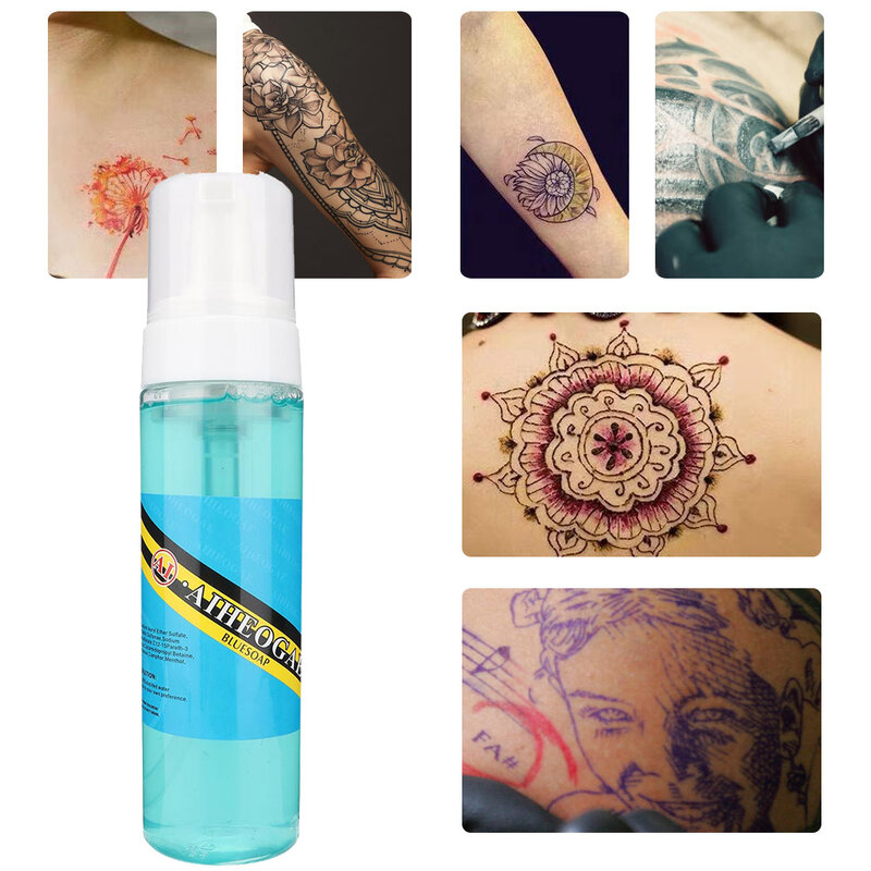 250ml Tattoo Foaming Cleansing Soothing Diluent Liquid Soap With Foaming BottleAnalgesic Effect Wound Tattoos Lighten Redness