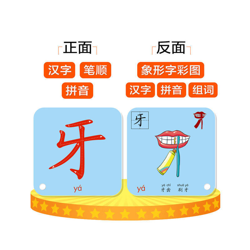 New Chinese Character Hanzi Cards Pictographic Literacy Pinyin Chinese Vocabulary Book for Kids,252 Sheets,size :8*8cm