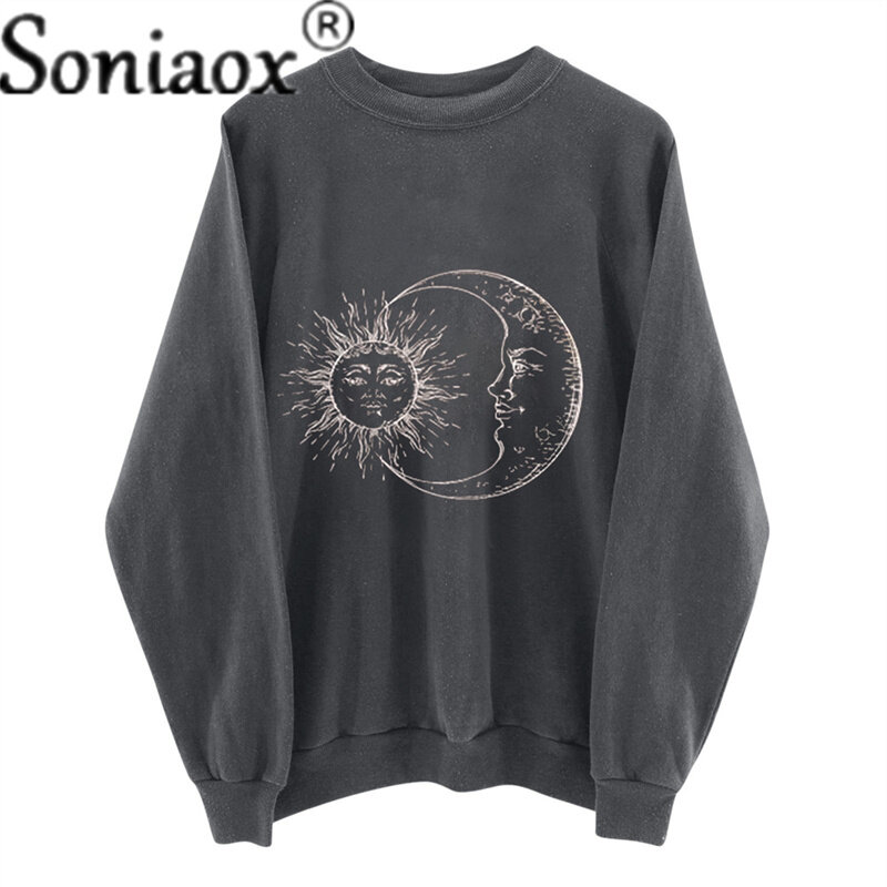 Autumn Winter Women Round Neck Long Sleeve Pullover Personalized Printed Fashion Sweatshirt Ladies Casual Loose Tops