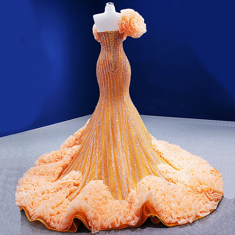 女性のためのエレガントな人魚の形をしたイブニングドレス,豪華なスパンコールのついた3D花柄のドレス