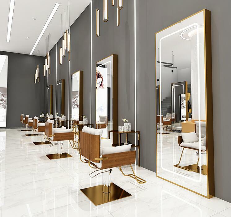 Espejo de barbería web celebridad simple, espejo de piso a techo, armario de pared, pared, espejo de peluquería, moda dedicada
