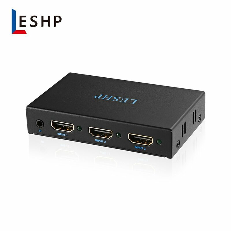 Leshp Hitam Portabel Plug dan Play Konsumsi Daya Rendah 4K Switcher 1 In 2 Out Dua Port 1.4V Splitter Box Hub