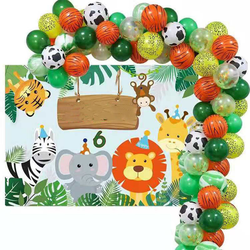 77ชิ้น/ล็อตสีเขียวสัตว์บอลลูน Arch Garland ชุดเด็กวันเกิดป่าซาฟารีปาร์ตี้ตกแต่ง Baby Shower Party พื้นหลัง Suppl