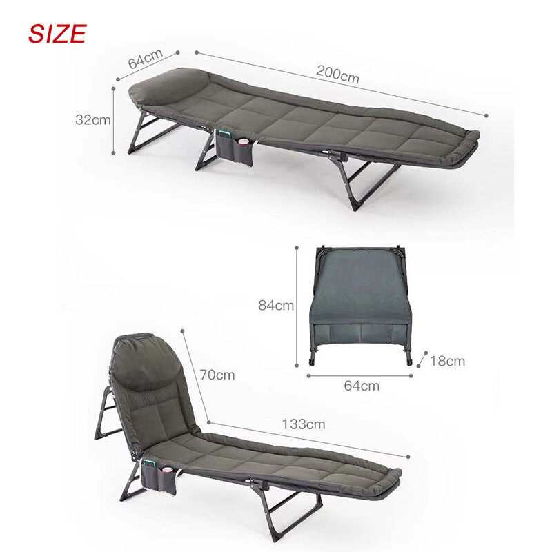 Ultralight Folding Bed for Tent Travel Office Hiking Camp Nap Lunch Siesta Bed Cot Outdoor Portable Adjustable Chair Recliner