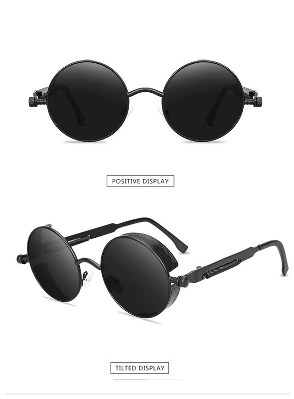 Tanie okrągłe metalowe okulary Steampunk bardzo niska cena mężczyźni kobiety moda okulary marka projektant Retro okulary przeciwsłoneczne w stylu Vintage, UV400