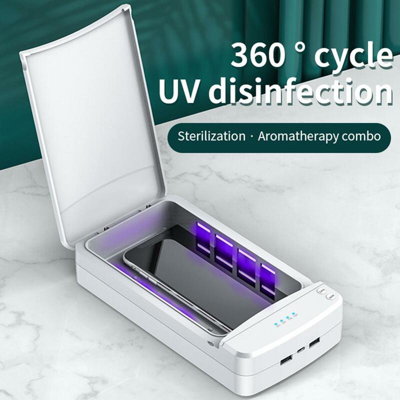 4 LED caja de desinfección UV caja de desinfección de máscara de teléfono móvil USB esterilización ultravioleta portátil multifuncional seguridad del hogar