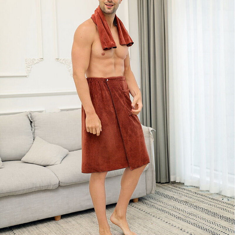 CALOFE Hot Sell New Fashion Man Wearable Magic Mircofiber Bath Towel With Pocket Soft Swimming Beach Bath Towel Pajamas Homewear