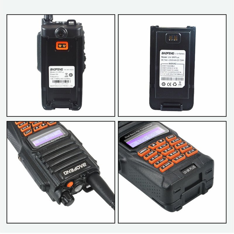 Рация Baofeng UV 9R Plus Ham, водонепроницаемая, IP67, два диапазона, VHF, UHF, FM, 8 Вт, 128 каналов, с функцией громкой связи