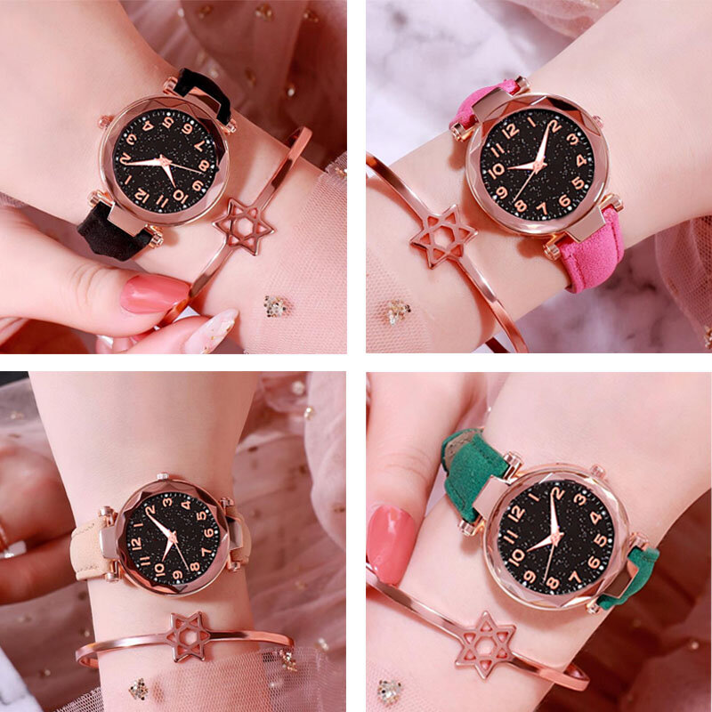 Dropshipping zegarki damskie moda Starry Sky zegarki kwarcowe damskie luksusowe złote zegarki Top relogio feminino 2019