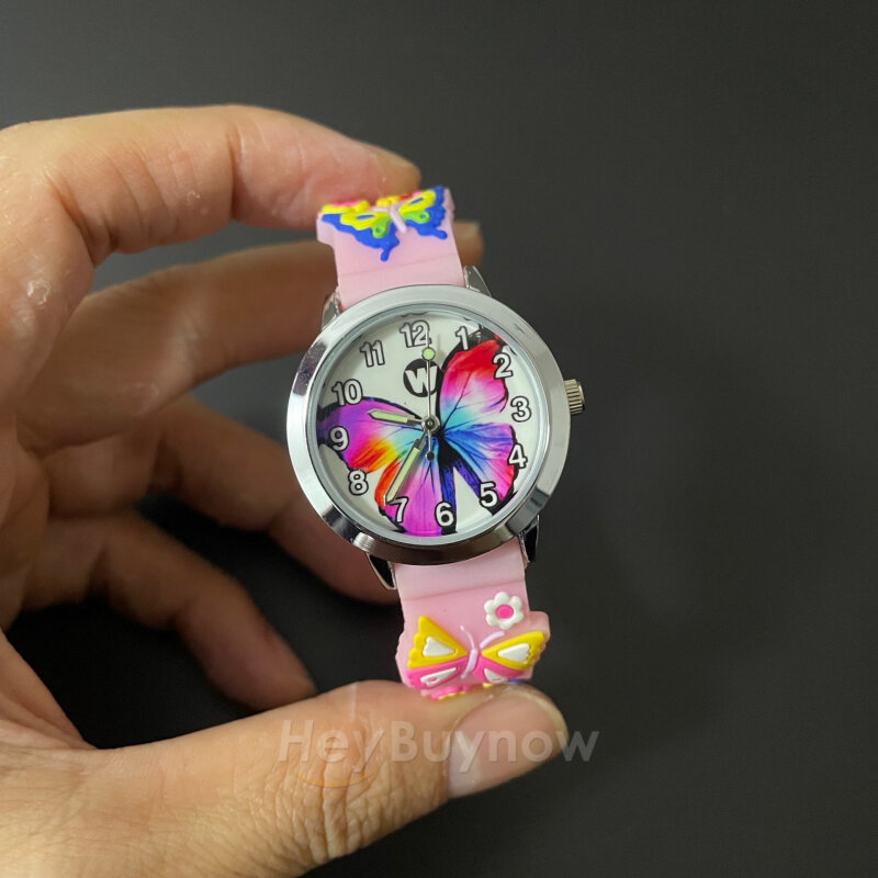 3D Siliconen Quartz Cartoon Kinderen Horloge 2022 Nieuwe Product Roze Wit Casual Sport Kinderen Kijken Kerstcadeau