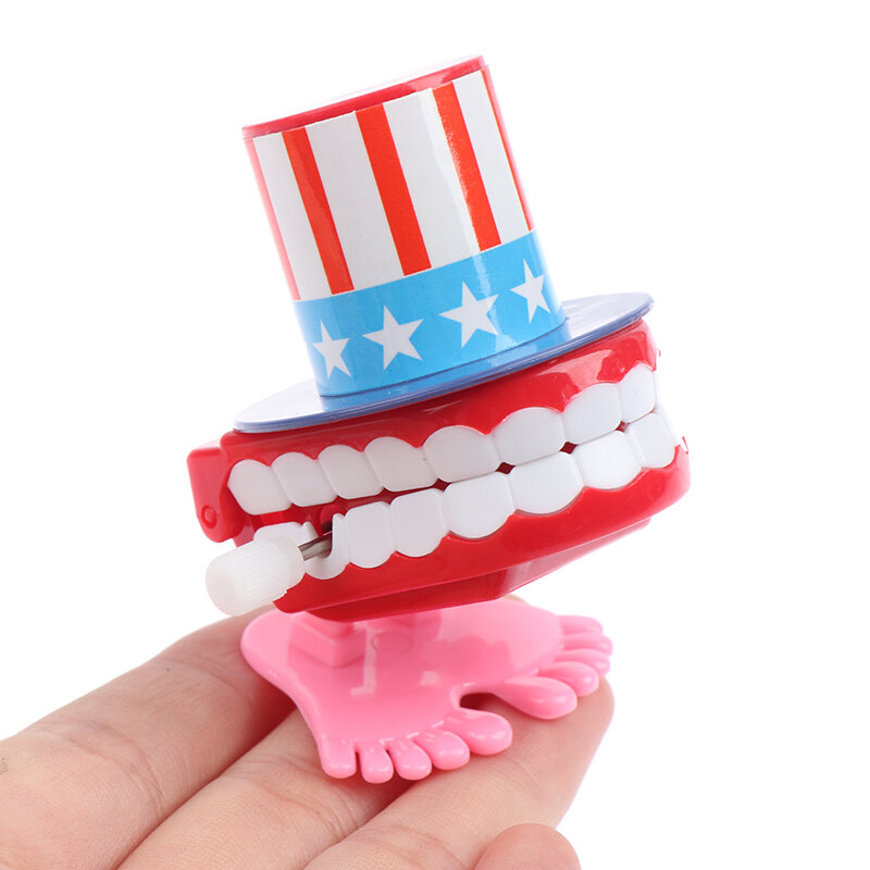 Novo engraçado dos desenhos animados dentes dentadura pé clockwork educacional brinquedos de desenvolvimento presente
