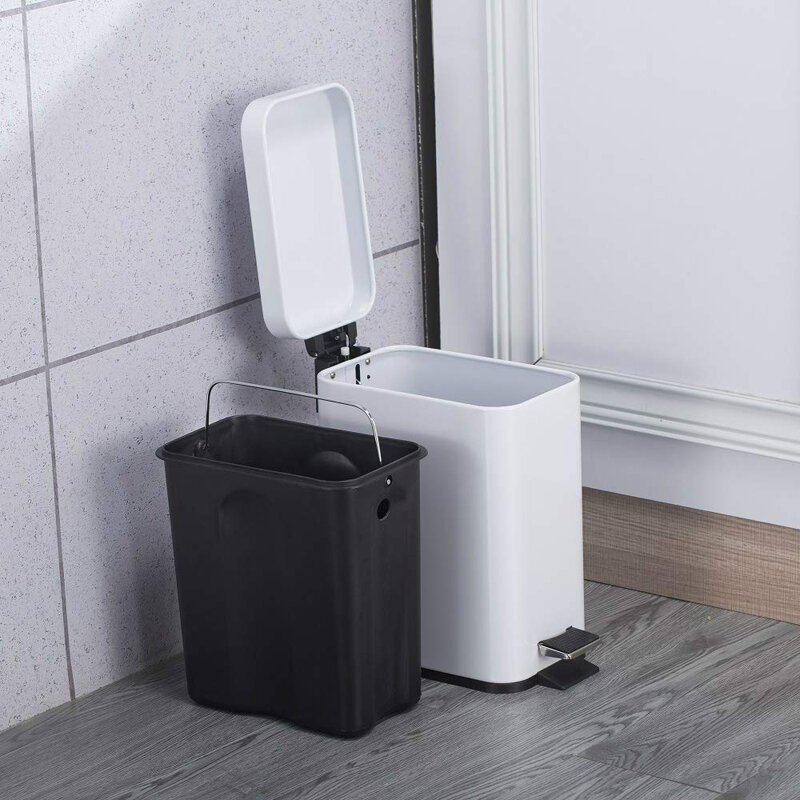 5L/1.33 Gallon Stainless Steel Trash Can with Silence Lid Rectangular Small Trash Can Garbage Storage Bins for Kitchen Bathroom