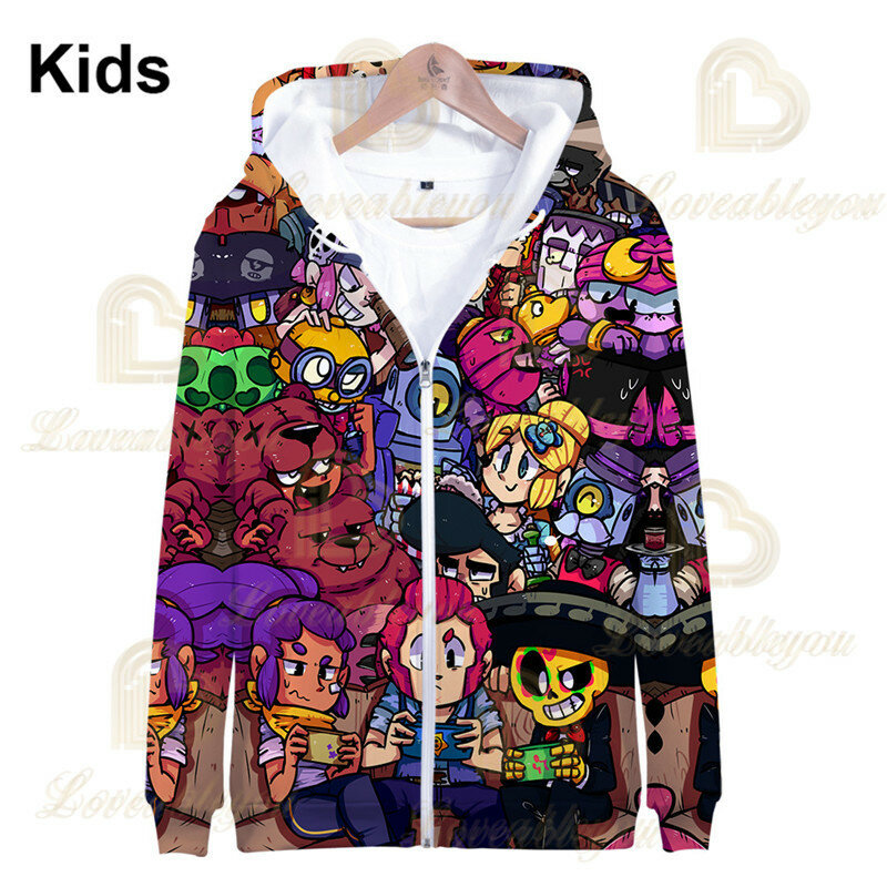 Brawling Star 3 ~ 14 세 Spike Kids Hoodies 슈팅 게임 3D 프린트 셔츠 소년 소녀 만화 자켓 탑스 Teen Clothes