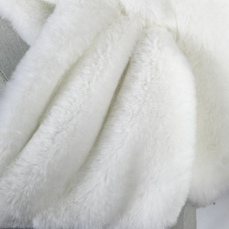 Bufanda de piel de conejo de felpa gruesa para mujer, chal de Color caramelo sólido, calentador de cuello, alfombras de punto, 15x90cm, L