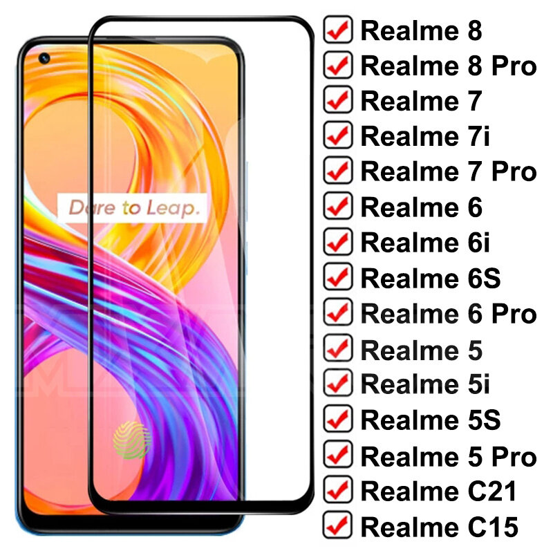 OPPO Realme 화면 보호기 전체 보호 유리, Realme 8 7 Pro 7i C21 C15 C11 C3 강화 유리, Realme 6 5 Pro 6i 6S 5i 5S 용 9D