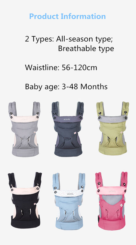 Mochila canguru para carregar bebês, mochila canguru 4 em 1 para recém-nascidos de 3 a 30 meses, design de chapéu solar, envoltório sling para bebês e viagem
