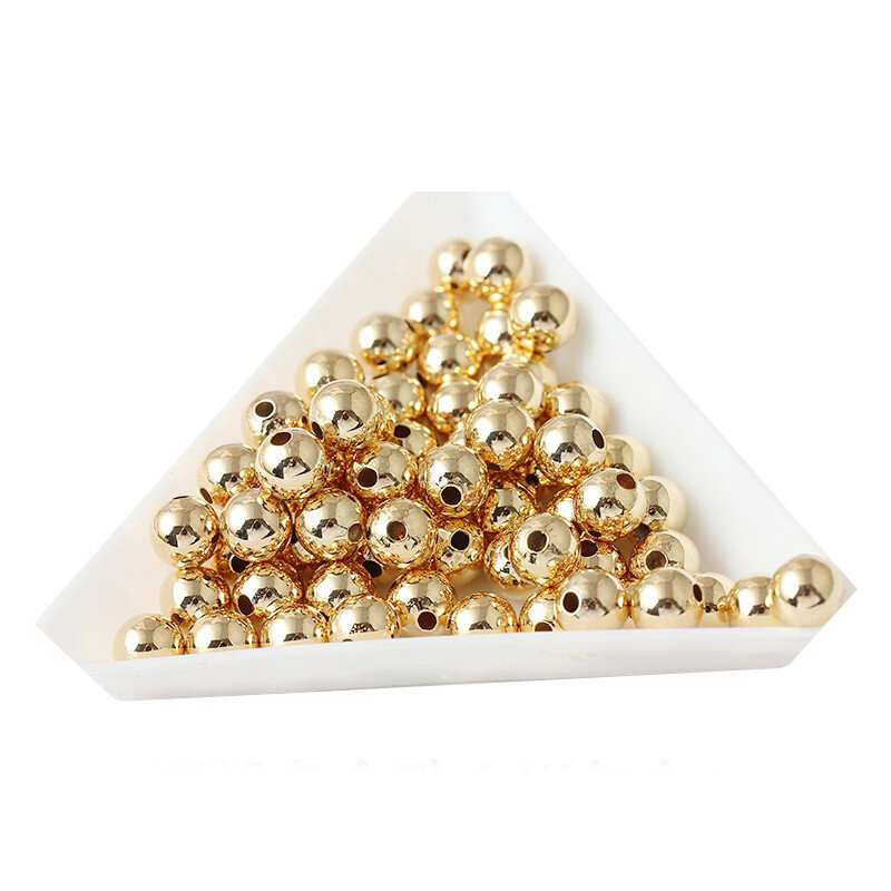 3mm Runde gold-überzogene perlen Gold/Silber Ton Metall Perlen Glatte Kugel Spacer Perlen Für Schmuck Machen
