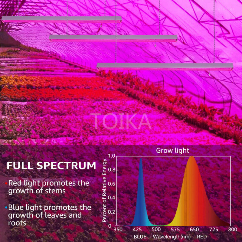 Toika-Luz LED T8 de espectro completo para cultivo, lámpara Phyto de tubo para AC85-265V de plantas, resistente al agua IP65, 2 pies, 20W, 100mm, 600 piezas