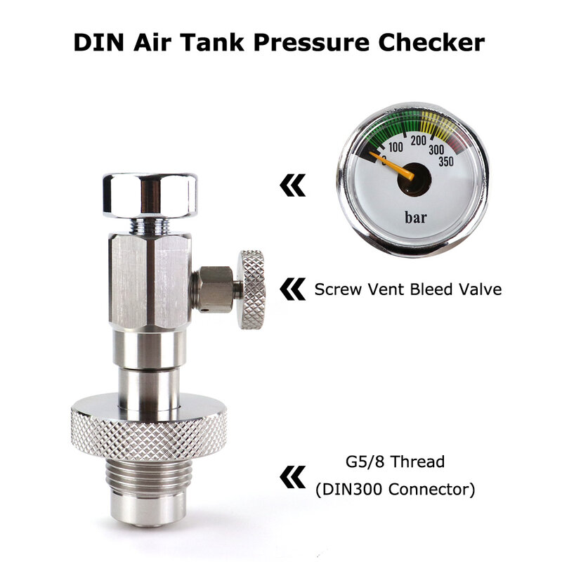 Comprobador de presión de tanque de aire DIN para buceo, medidor de 400bar y 350bar, nuevo