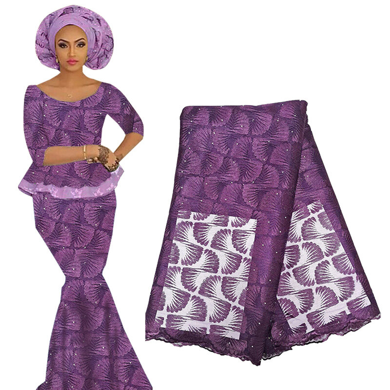 Tela de encaje Nigeriano para vestido de novia, tela de encaje con cuentas de tul de encaje francés de alta calidad, tela de encaje africano, 2019