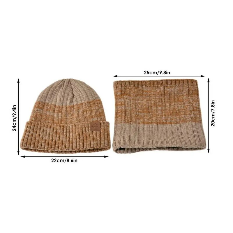 冬のビーニー帽子女性用スカーフセット-男性冬のずんぐりしたビーニー帽子スカーフセット暖かいニット帽スカルキャップネックウォーマー厚手のfl