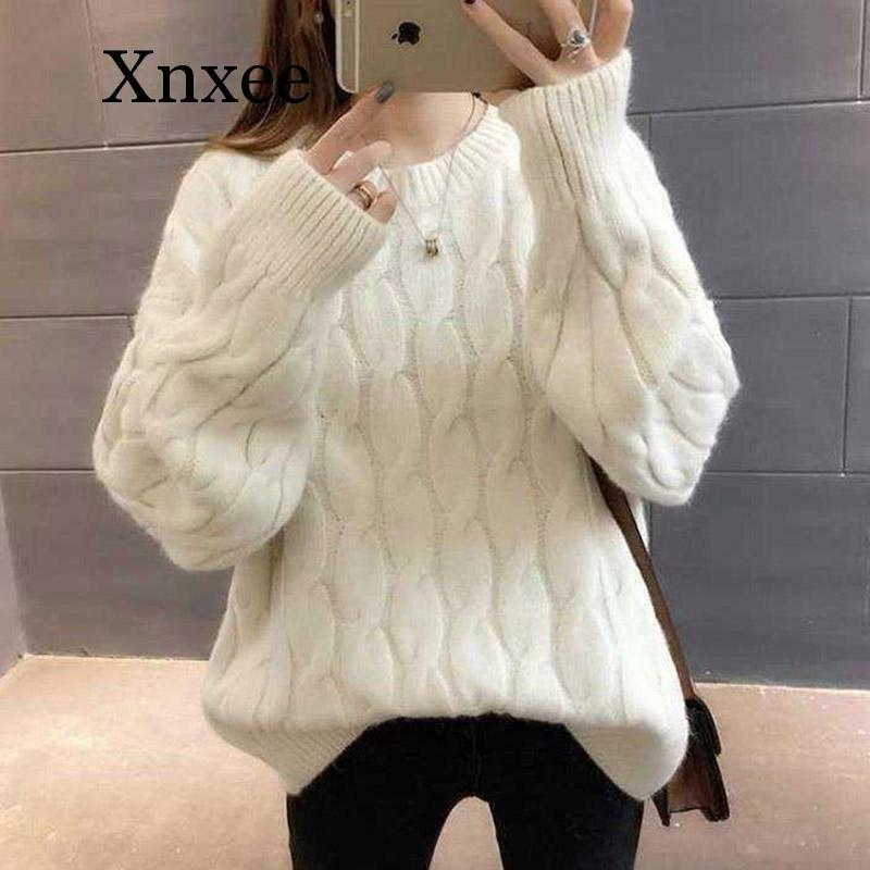 Fashion Sweater Women Autumn Winter Long Sleeve o Neck Fashion Loose Female Knit Basic Tops Warm Casual Knitted Pullover