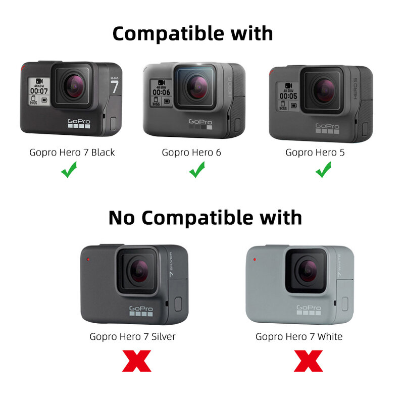 Cristal templado MountDog para GoPro Hero 7 negro 5 6 accesorios Protector de pantalla con cubierta de lente para accesorios Go Pro