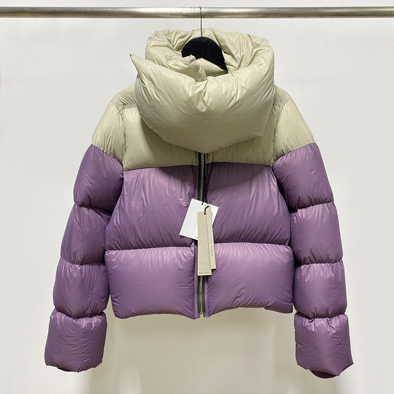 2021 새로운 겨울 기질 통근자 화이트 오리 한국 스타일 지퍼 스탠드 칼라 턱받이 허리 다운 자켓 여성용