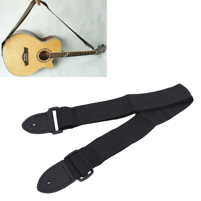 الغيتار حزام جلد رئيس قابل للتعديل حزام الكتف ل الغيتار الكهربائي باس الغيتار أجزاء الغيتار اكسسوارات أسود جديد