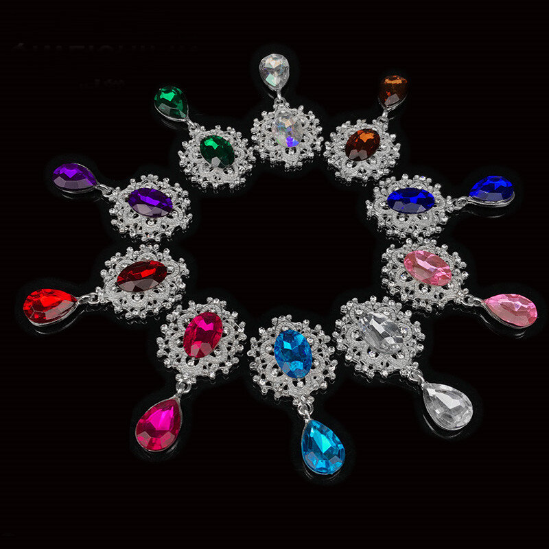 Broche de diamantes de imitación de cristal de 10 piezas, 26x46mm, accesorios DIY, tarjeta de invitación de boda, caja de regalo de copa de vino, decoración creativa