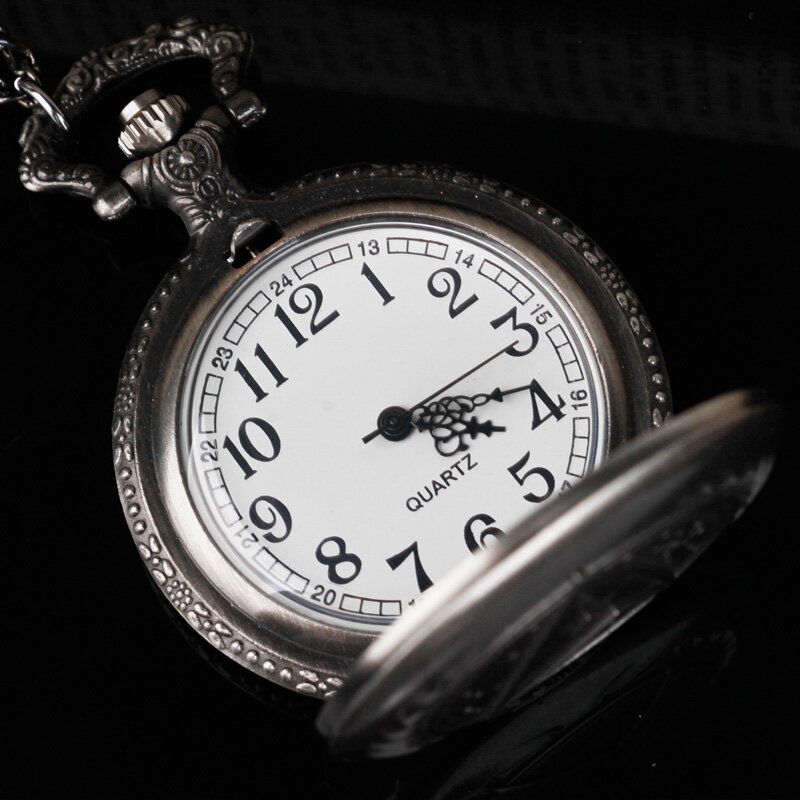 스팀펑크 클래식 쿼츠 무브먼트 포켓 시계, 목걸이 체인 선물