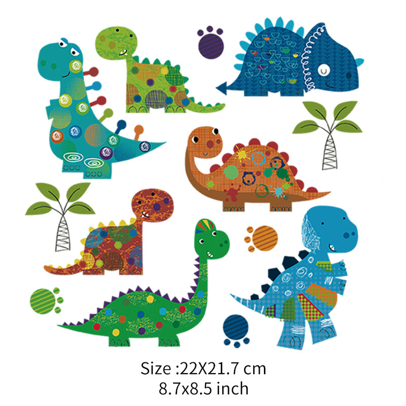 The New Dinosaur Patches Washable Heat Transfer Stickers DIY Kawaii Animal Patches For Customers Eco-friendly Denim Stickers