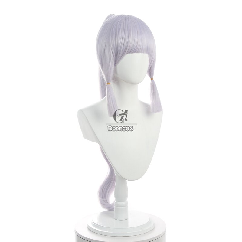 ROLECOS-Perruque Cosplay Kamisato Ayaka Genshin Impact, Cheveux Longs avec Queues de Cheval, Degré de Chaleur, Cheveux Synthétiques, 70cm