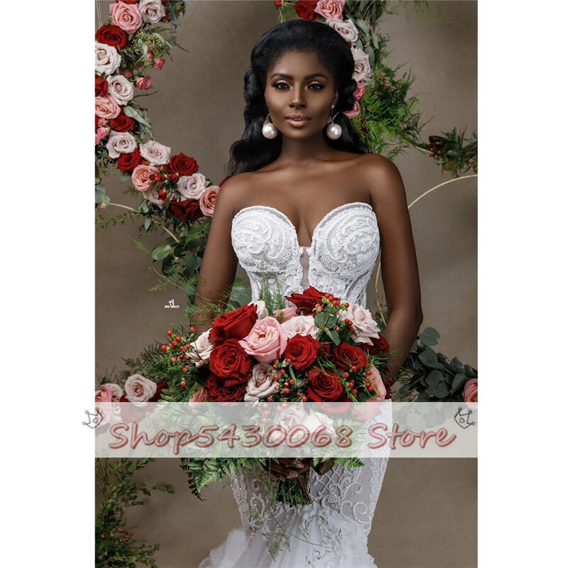 KapokDressy African Sweetheart Mermaid abiti da sposa 2023 i più nuovi abiti da sposa con perline di pizzo senza spalline Applique abiti da sposa