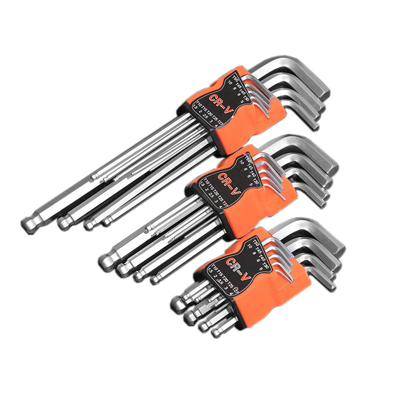 9pcs 1.5mm - 10mm Hexagon Allen Key Wrench Tools set Chrome Ball End Spanner set Screwdriver Set Tool Kit